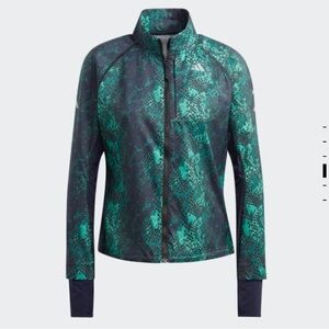 Adidas Green Black Running Jacket Zip Athletic Track Top Women’s S